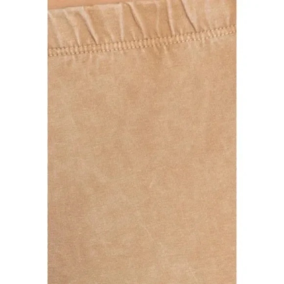 Beige Boho Mineral Wash Stretch Flared Bell Bottom Casual Pants - Picture 5 of 6